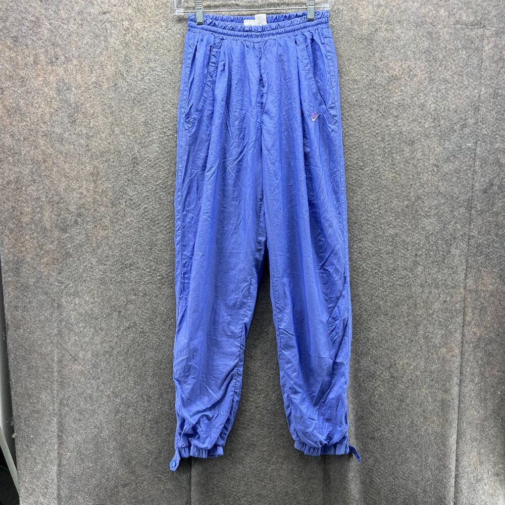 Vintage Nike Pants Womens Medium Blue Athletic Windbreaker Lined Gym Nylon 90s
